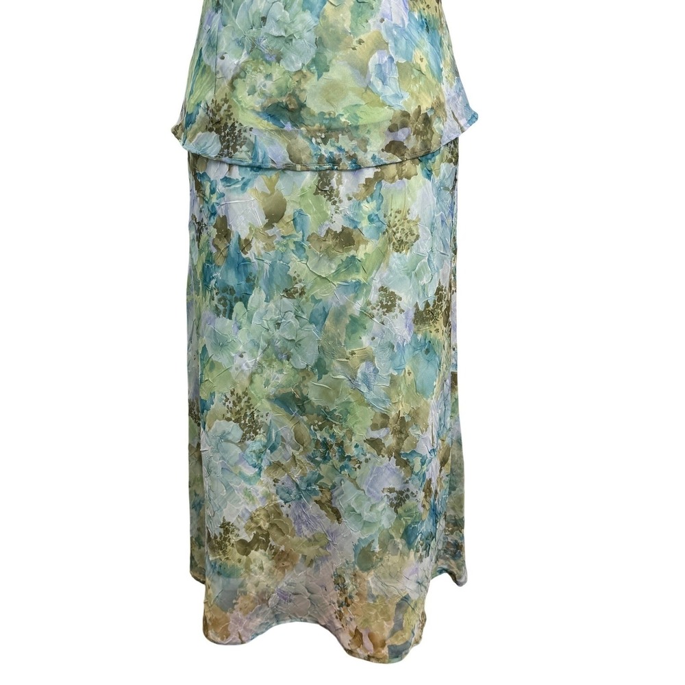 Vintage Floral Watercolor Skirt Set Womens 6P Short Sleeve Layered Garden Party - Picture 10 of 15